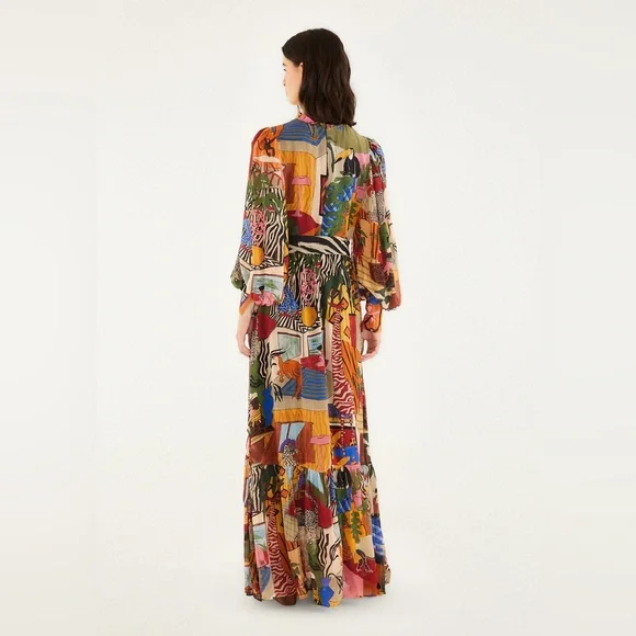 Farm Rio Tropical Multicolor Long Sleeve Maxi Dress - Picture 7 of 8